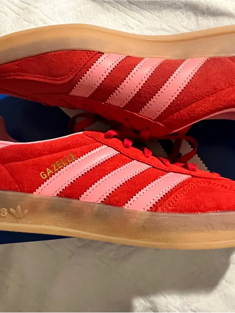 adidas Women’s Red Suede Sneakers with Pink Lining